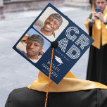 Modern GRAD 2x photo collage Graduate Graduation Cap Topper<br><div class="desc">Celebrate graduation in style with our trendy GRAD photo collage graduation cap. This artistic design features two curved square insta style photos of the grad, paired with distinct decorative lettering. The cap also includes the grad's name, place of study, and class year, all elegantly displayed with a white mortarboard symbol....</div>