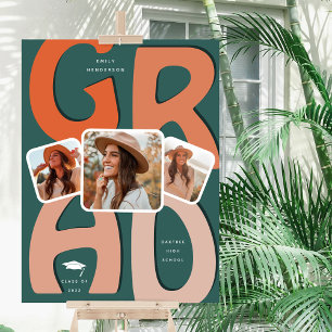 Modern GRAD 3 x Photo Collage Graduation Sign