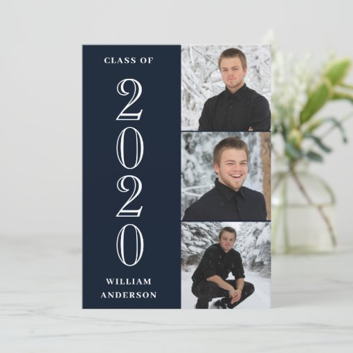 Modern Grad 4 PHOTO Collage Graduation Party Invitation | Zazzle