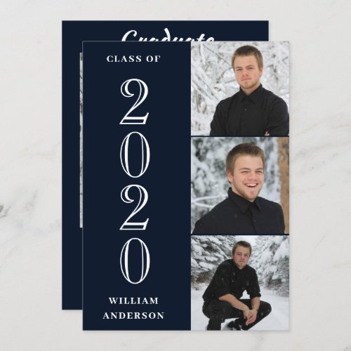 Modern Grad 4 PHOTO Collage Graduation Party Invitation