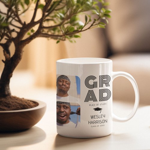 Modern GRAD 4x photo collage Graduate Coffee Mug
