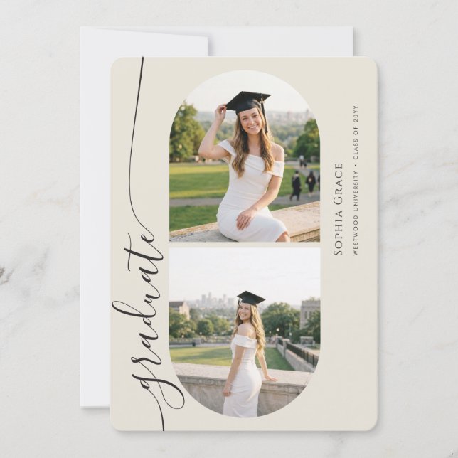 Modern Grad Arch Photo Collage Graduation Party Announcement (Front)