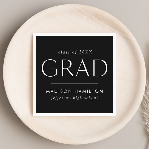 Modern Grad Black and White Graduation Napkins