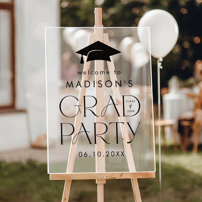 Modern Grad Black Graduation Party Welcome Sign (Creator Uploaded)