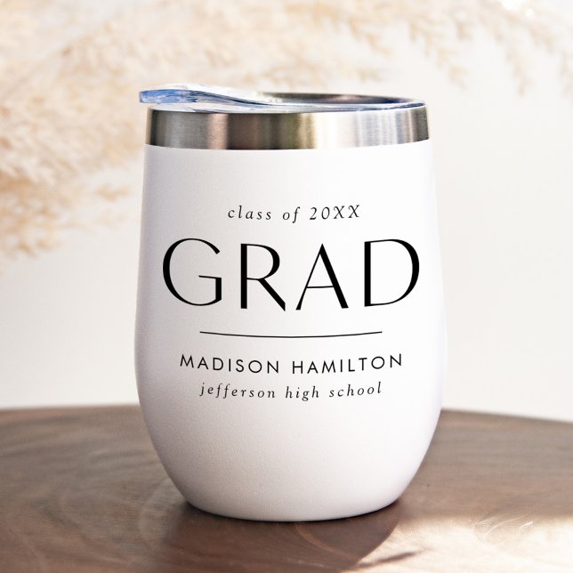 Modern Grad Black Graduation Thermal Wine Tumbler (Creator Uploaded)