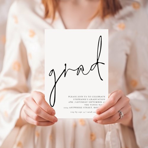 Modern Grad Black Script 2024 Graduation Party Invitation