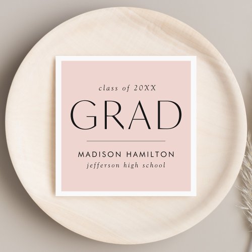 Modern Grad Blush Pink Graduation Napkins