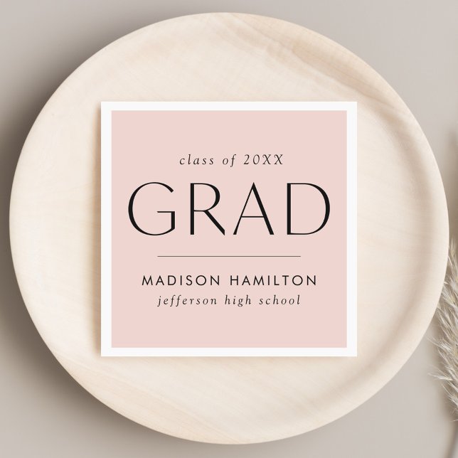 Modern Grad Blush Pink Graduation Napkins (Creator Uploaded)