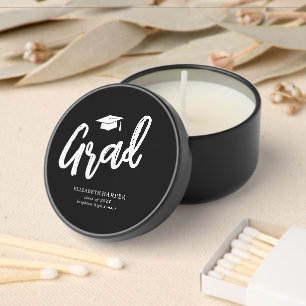 Modern Grad Brush Script Graduation Mini Candle Favors