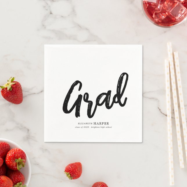 Modern Grad Brush Script Graduation  Napkins (Insitu)