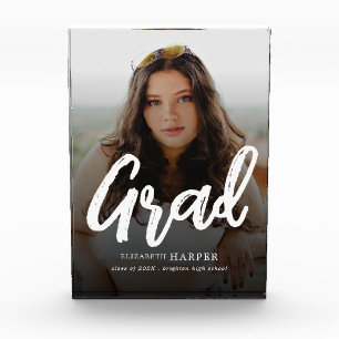 Modern Grad Brush Script Photo Graduation Acrylic Award
