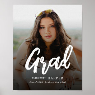 Modern Grad Brush Script Photo Graduation  Poster