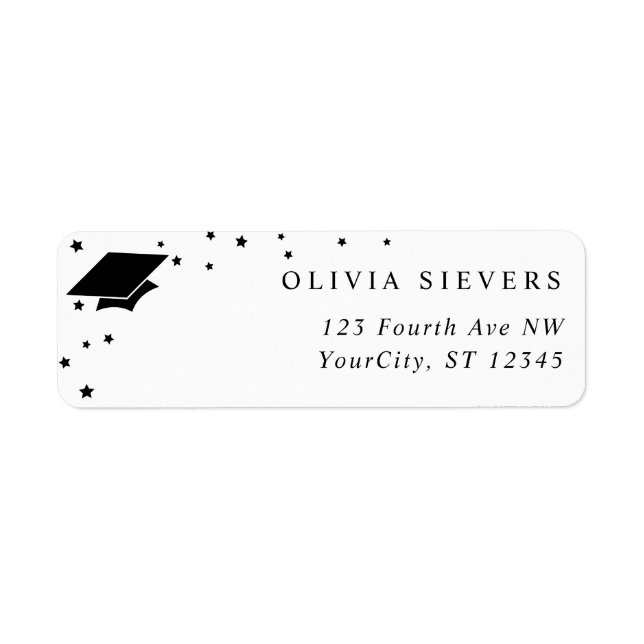 Modern Grad Cap Graduation Return Address Label (Front)