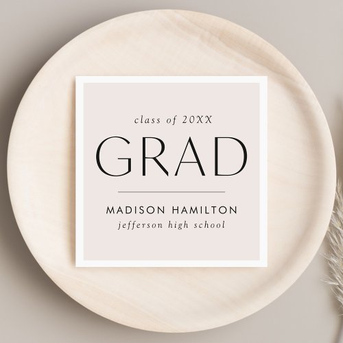 Modern Grad Cream Graduation Napkins