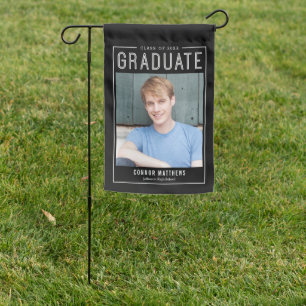 Modern Grad Editable Color Graduation Garden Flag