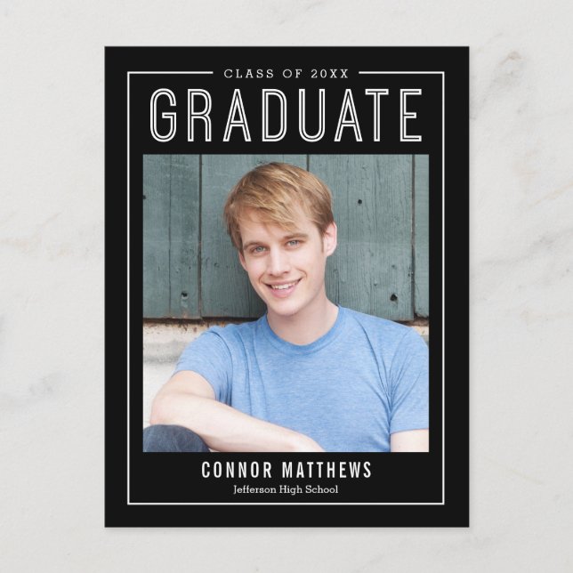 Modern Grad Editable Color Graduation Postcard (Front)