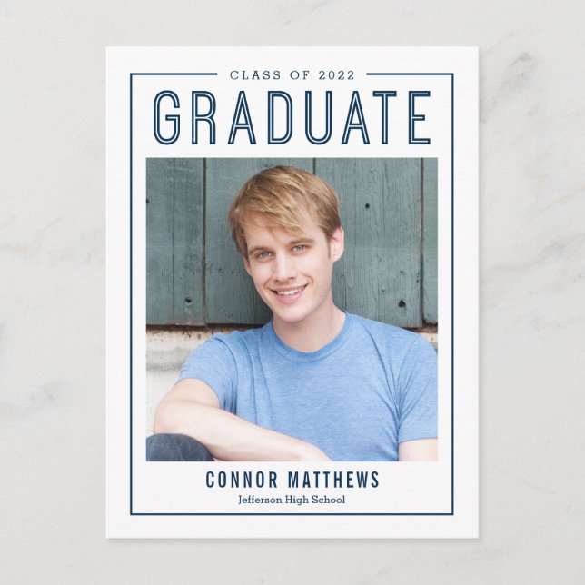 Modern Grad Editable Color Graduation Postcard (Front)