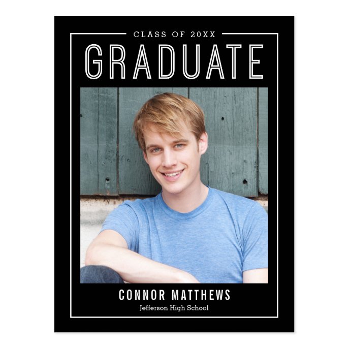 Modern Grad Editable Color Graduation Postcard
