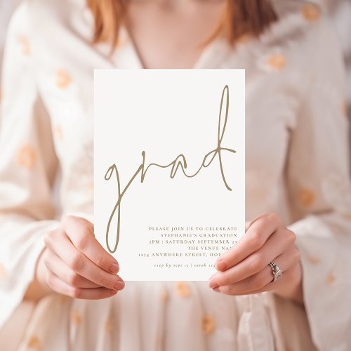 Modern Grad Gold Script 2024 Graduation Party Invitation