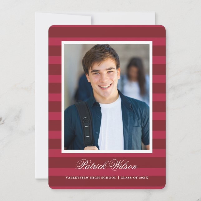 Modern Grad graduation announcement card_red (Front)