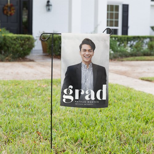 Modern Grad  Graduation Photo Garden Flag