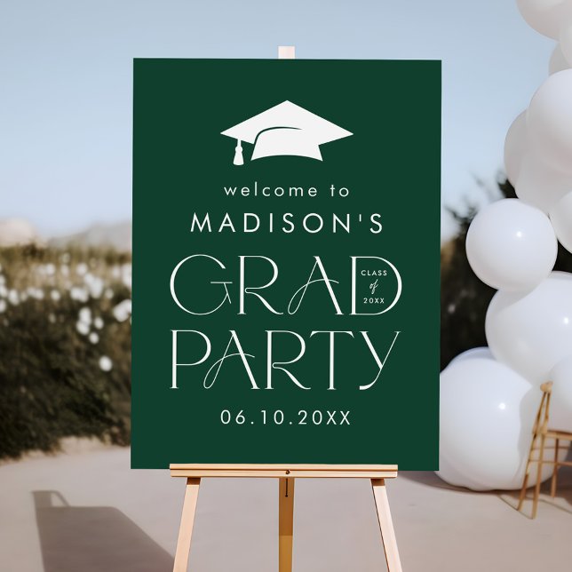 Modern Grad Green Graduation Party Welcome Sign (Creator Uploaded)