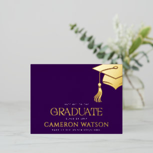 Modern Grad Hat Tassel Graduation Foil Postcard