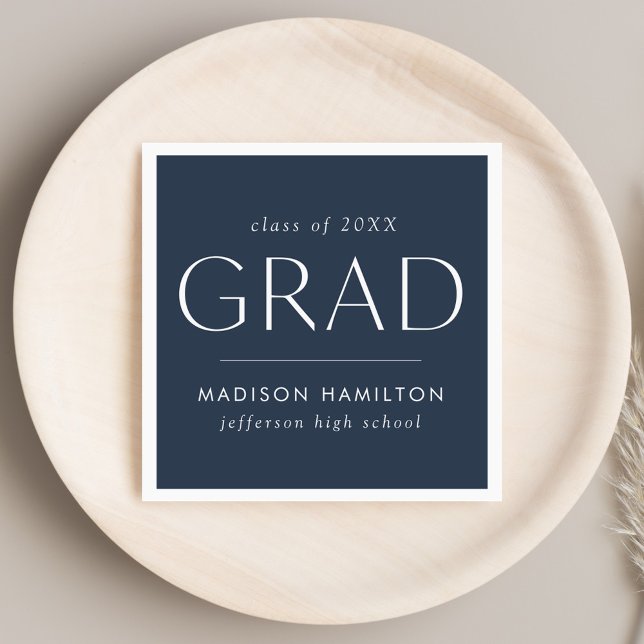 Modern Grad Navy Graduation Napkins (Creator Uploaded)