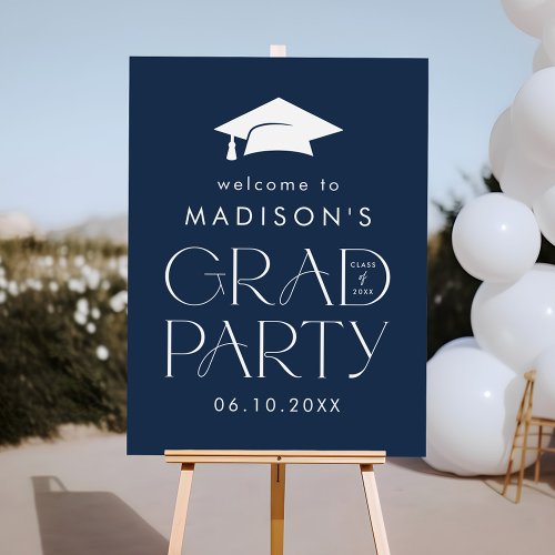 Modern Grad Navy Graduation Party Welcome Sign