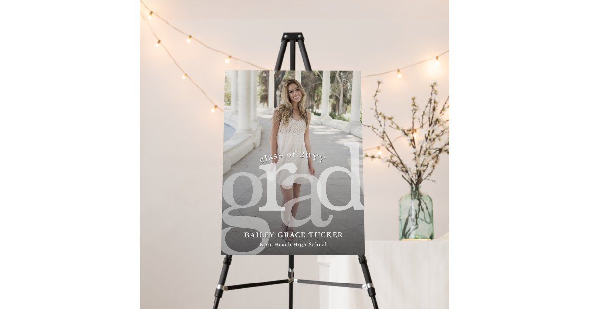 Modern GRAD Overlay Class Year Photo Graduation Foam Board | Zazzle