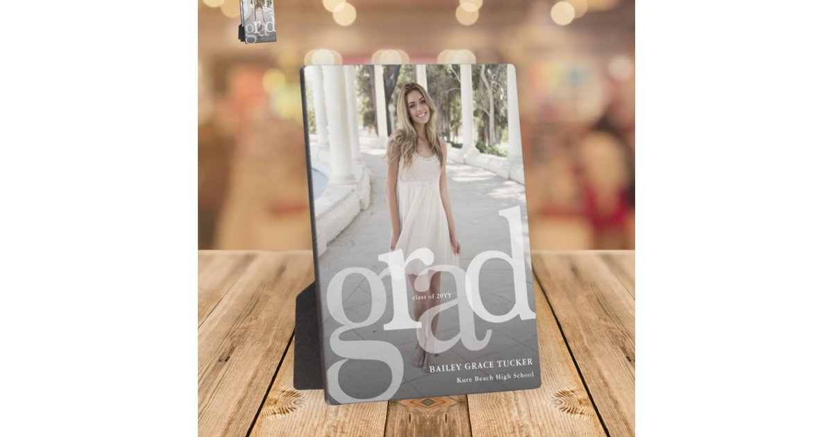 Grad Overlay Modern GRAD Overlay Class Year Photo Graduation Plaque | Zazzle