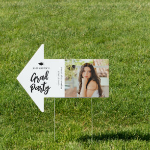 Modern Grad Party Brush Script Photo Graduation Sign