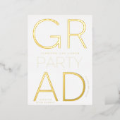 MODERN GRAD PARTY | Class of 2024 Gold Pressed Foil Invitation (Standing Front)