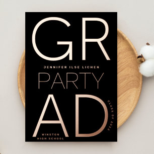MODERN GRAD PARTY Class of 2024 ROSE Gold Pressed Foil Invitation
