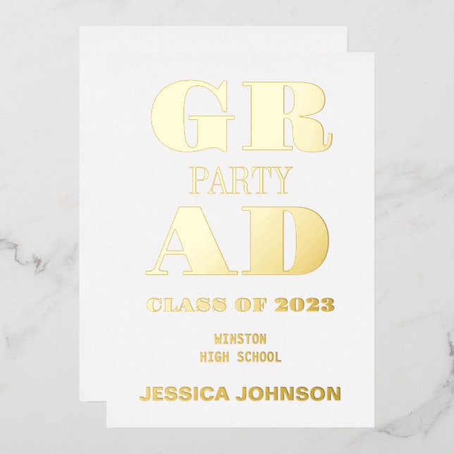 MODERN GRAD PARTY FOIL INVITATION (Front/Back)