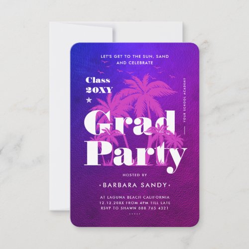 Modern Grad Party Graduate Graduation Party Purple Invitation