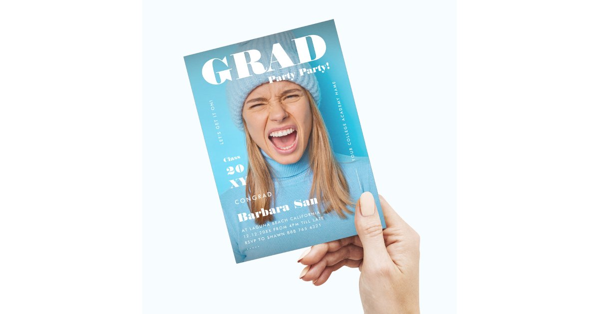 Modern Grad Party Magazine Graduate Graduation Invitation | Zazzle