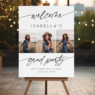 Modern Grad Party Welcome Script 3 Photo Collage Foam Board