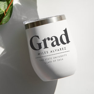 Modern Grad Personalized Graduation Class of 2025 Thermal Wine Tumbler