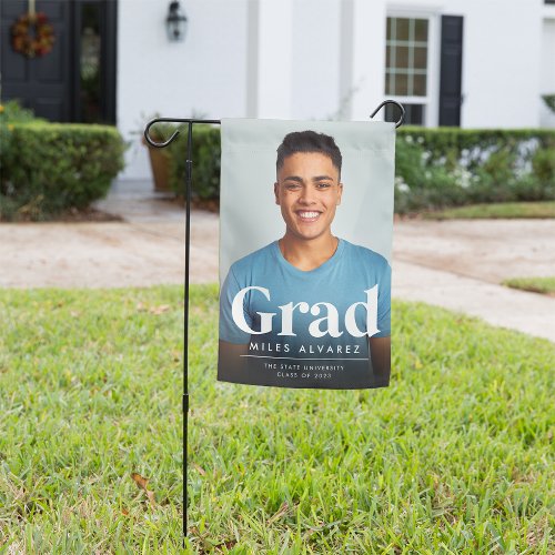 Modern Grad  Personalized Graduation Photo Garden Flag