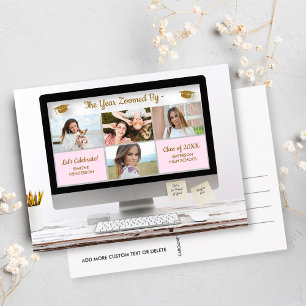 Modern Grad Photo Collage Funny Graduation Party Postcard