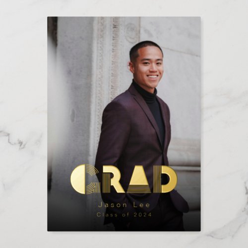 Modern Grad Photo Gold Foil Announcement