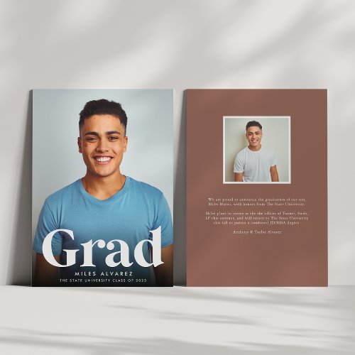 Modern Grad  Photo Graduation Announcement