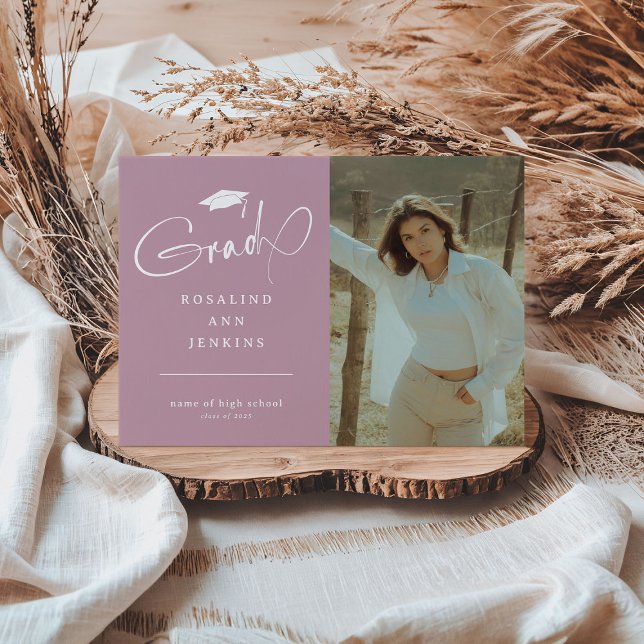 Modern Grad Photo Graduation  Announcement (Creator Uploaded)