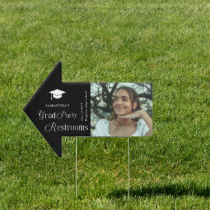 Modern Grad Photo Graduation Arch Restrooms Sign