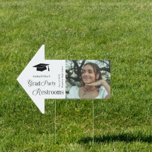 Modern Grad Photo Graduation Arch Restrooms Sign