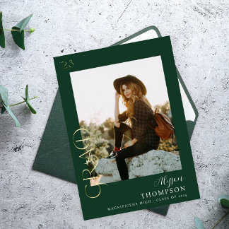Modern GRAD Photo Graduation - Green Foil Invitation