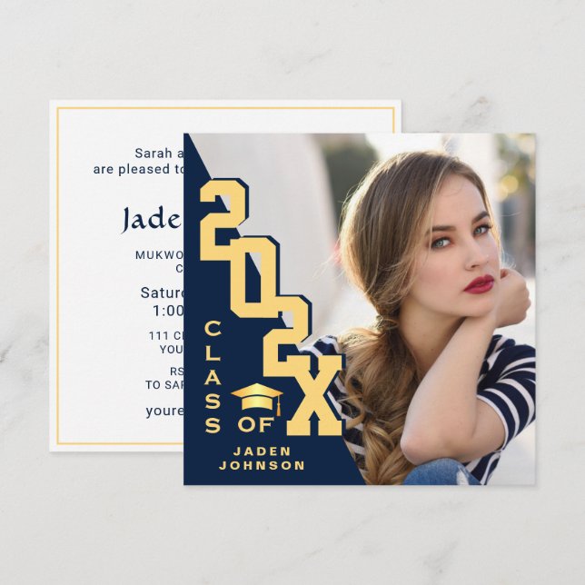 Modern Grad PHOTO Graduation Party Invitation (Front/Back)
