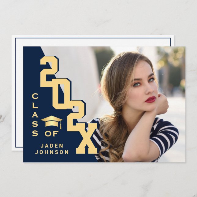 Modern Grad PHOTO Graduation Party Invitation (Front/Back)