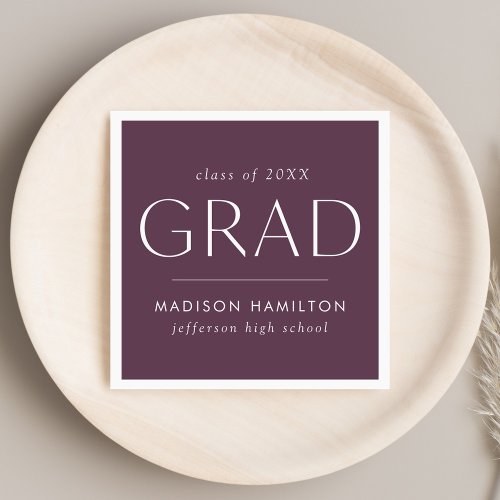 Modern Grad Purple Graduation Napkins